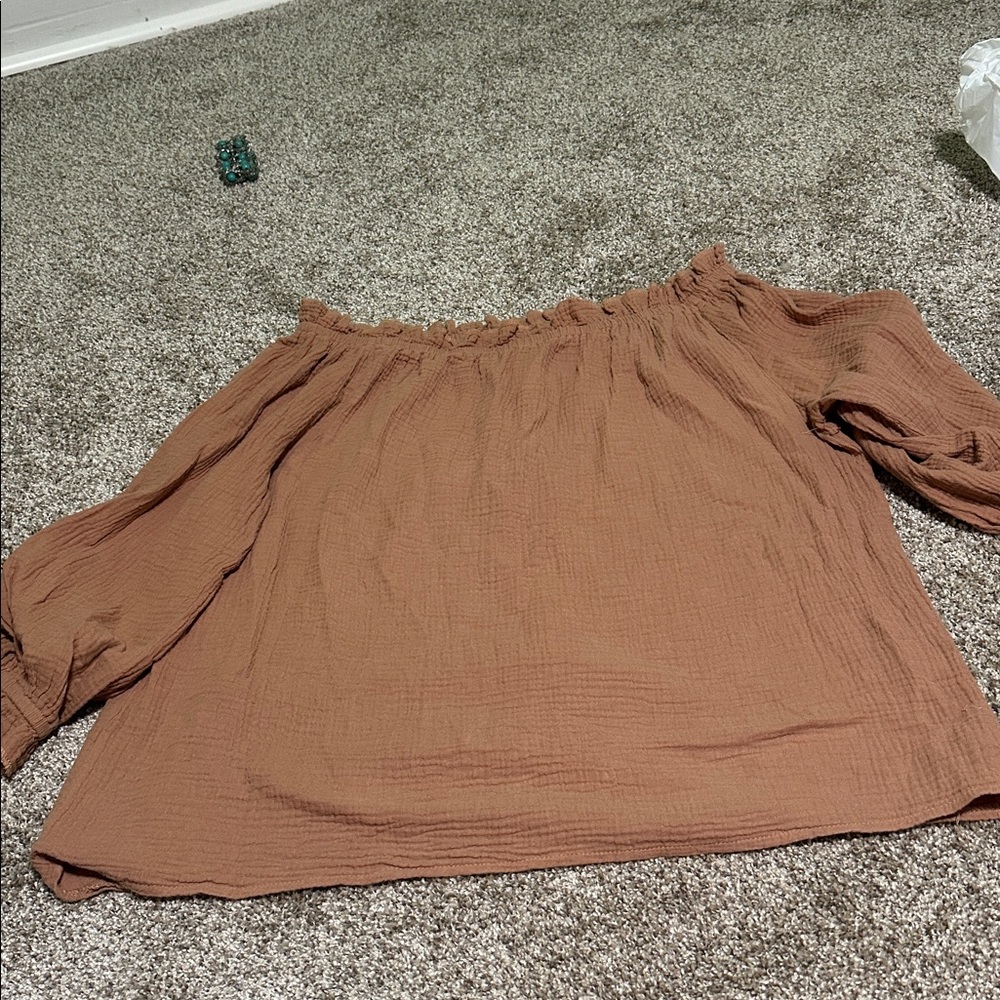 Tan Off-Shoulder Top